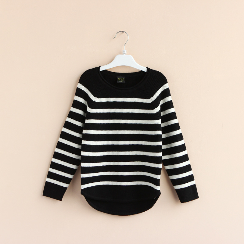 【秋冬款外贸童装 <em>儿童条纹毛衣</em> <em>手工</em>针织款 童