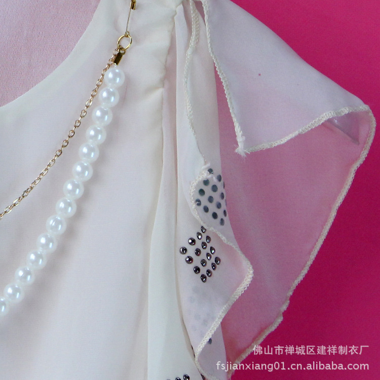 厂家直销 韩版儿童裙子 时尚童装女裙 白色雪纺