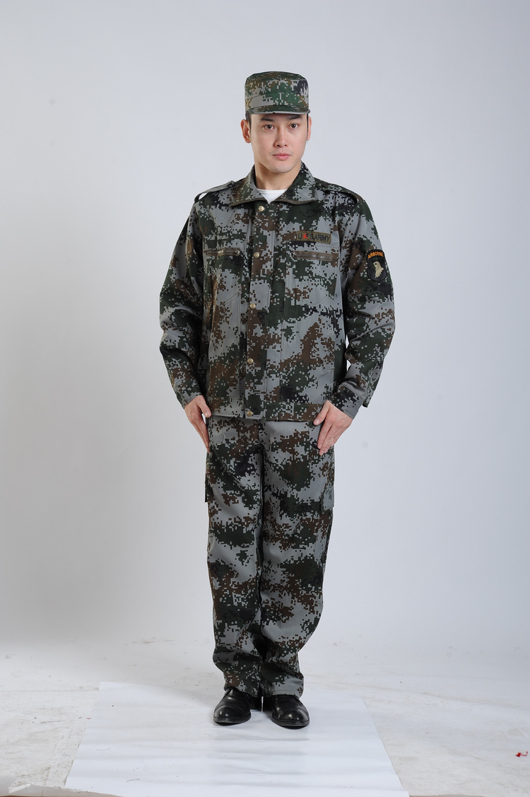 厂家批发定制军训服 作训服 迷彩服套装 军训服套装 灰数码迷彩