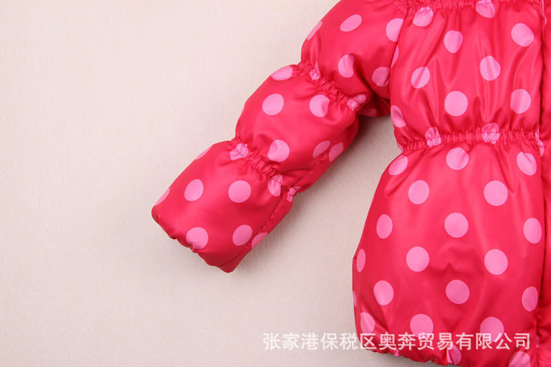 【火熱】外貿品牌童裝批發 淺色圓點大紅色 女童棉衣 兒童棉衣