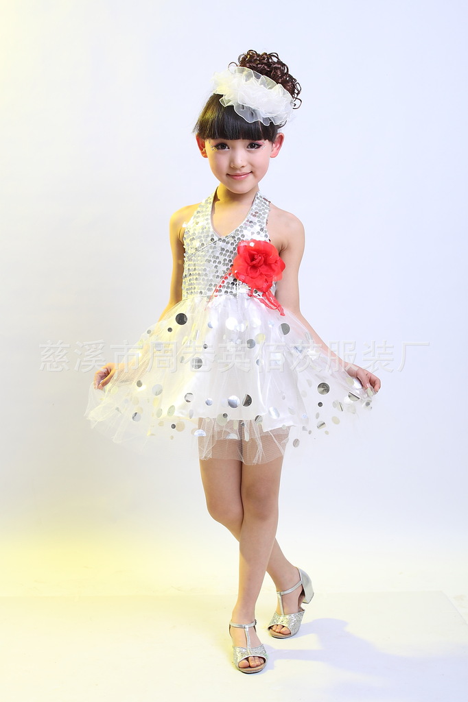 <em>儿童舞台</em>表演服装<em>幼儿</em>园亮片女童主持人演出服