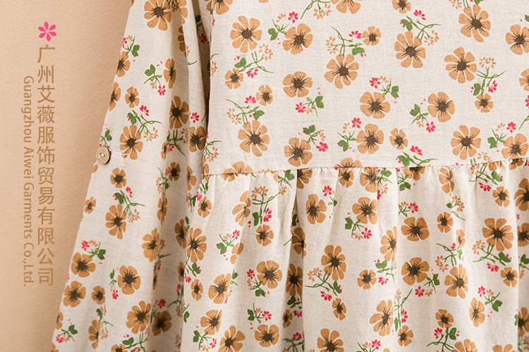 【<em>森女系服装</em>正品打底衫碎花长袖T恤宽松长款