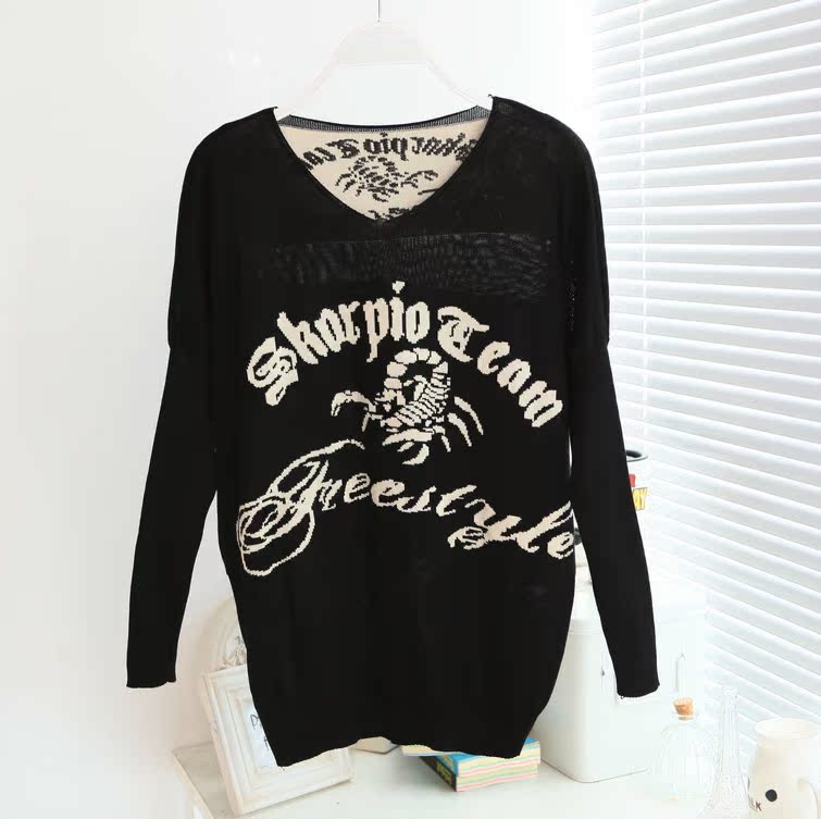 2013秋装新品 韩版宽松蝙蝠袖 <em>针织</em>衫<em>毛衣</em> 蝎子