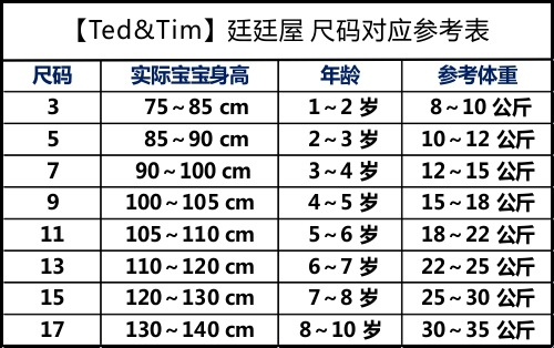 廷廷屋尺碼對應表