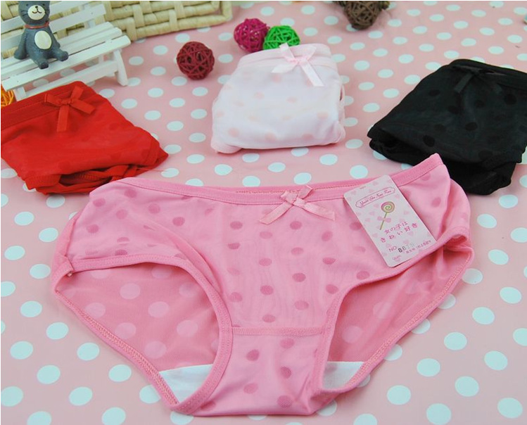 感半透明可爱圆点透气女士内裤批发 <em>少女三角</em>