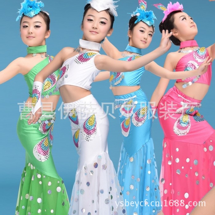【民族表演服 蒙族舞蹈服 <em>蒙古</em>舞服装 女童演出