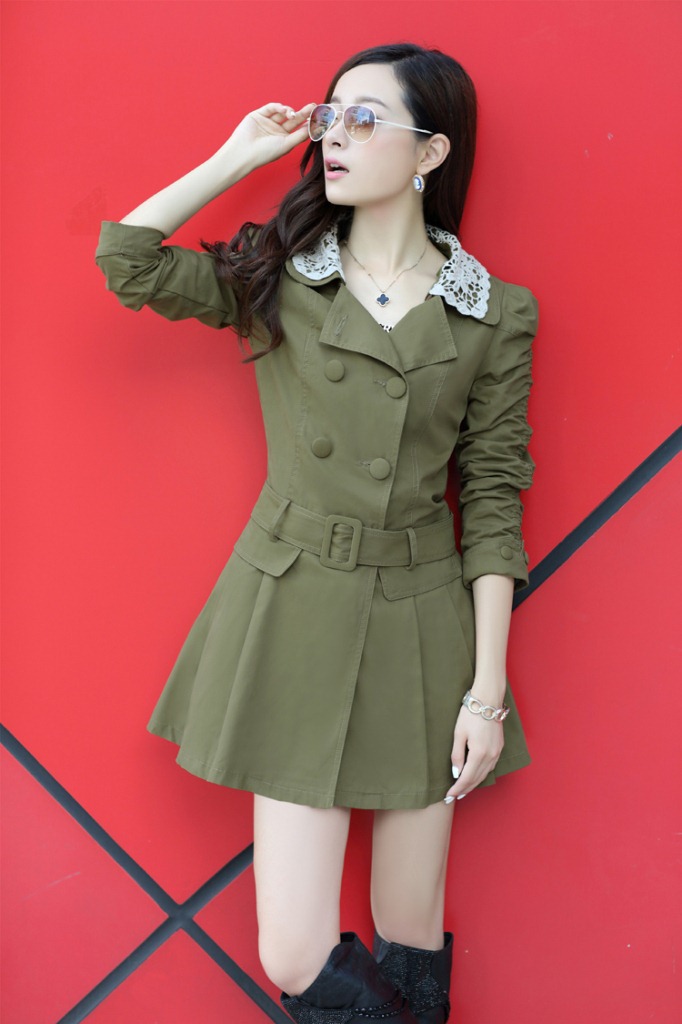 络绮2013<em>秋装</em>新款韩版风衣<em>女土</em>风衣<em>外套</em>泡泡