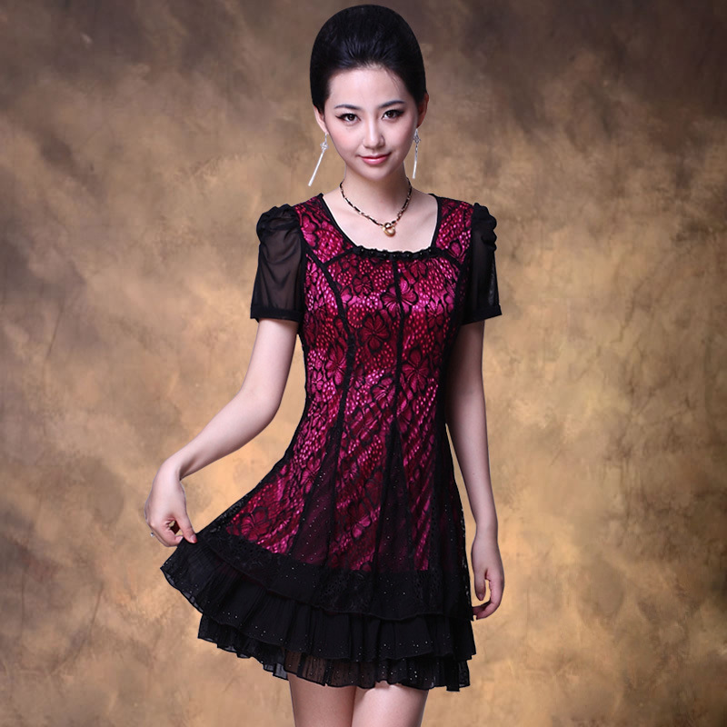 2013新款夏季中年<em>女装</em> 蕾丝深圳<em>大码</em>连衣裙批