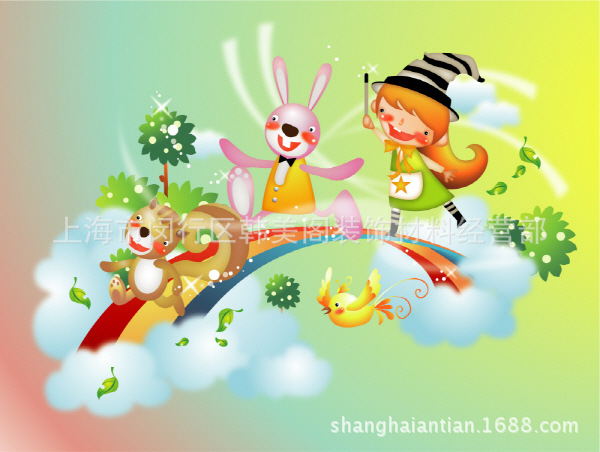 【进口BJ大型卡通图案壁画 儿童房、幼儿园墙