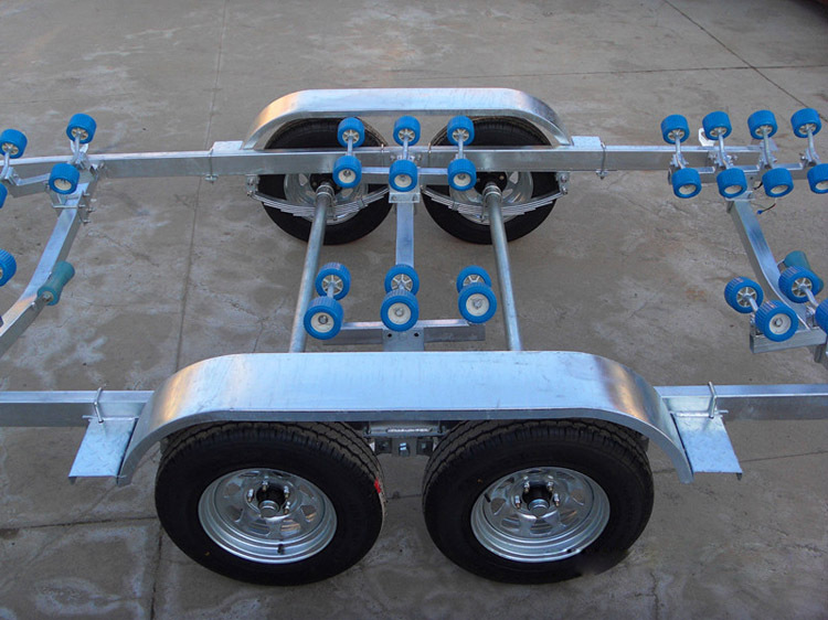 双排扭力轴拖车 滚轮式船艇搬运拖车 专业生产
