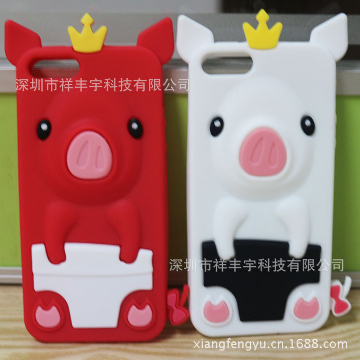 熱賣iphone5皇冠豬軟膠套蘋果5Ｇ皇冠豬手機保護套智能手機套定做工廠,批發,進口,代購