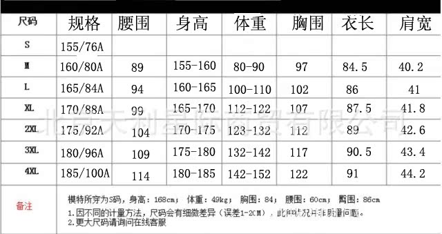 中長款尺碼