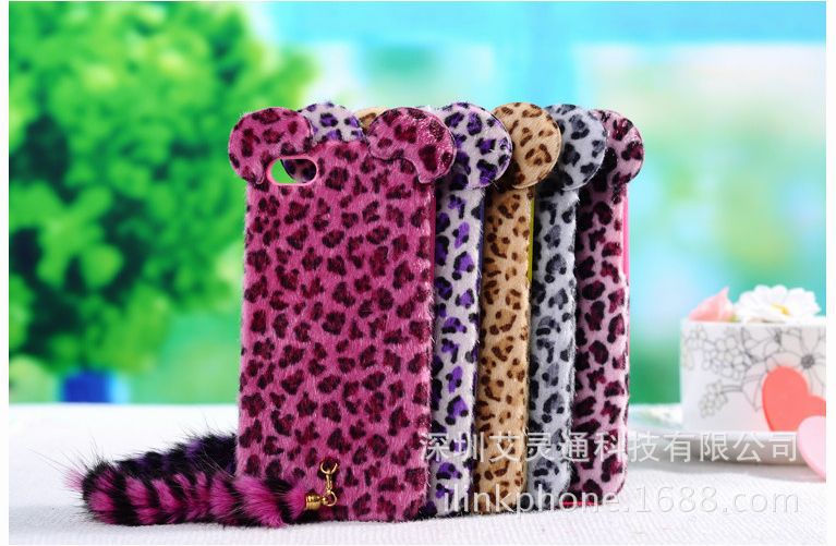 蘋果配件廠傢直銷 iphone5美洲豹紋尾巴手機殼