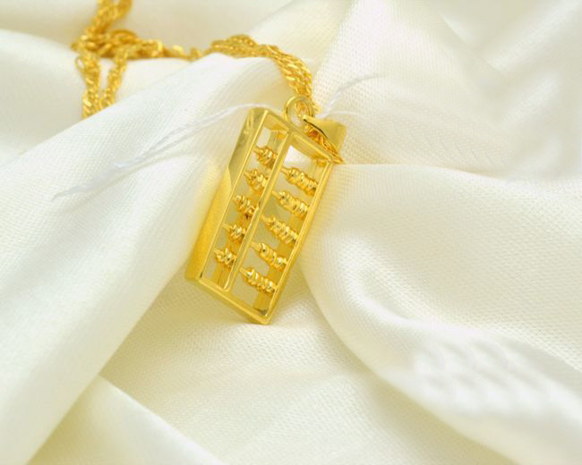 镀金吊坠 镀24K<em>黄金男女</em>通用算盘项坠 吉祥如