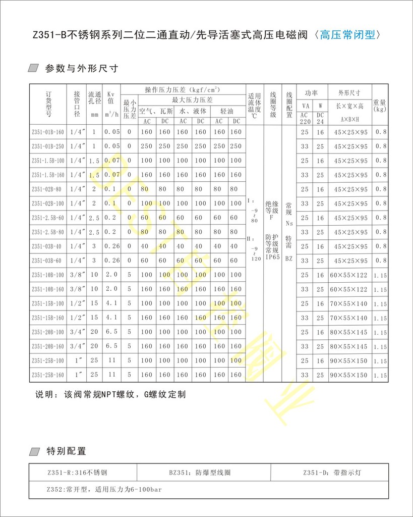 50页  Z351不锈钢系列二位二通先导活塞式高压电磁阀