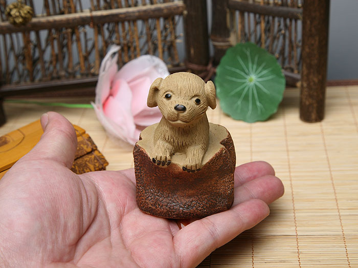紫砂小雕塑 紫砂茶宠 茶道茶玩摆件 紫砂迷你狗