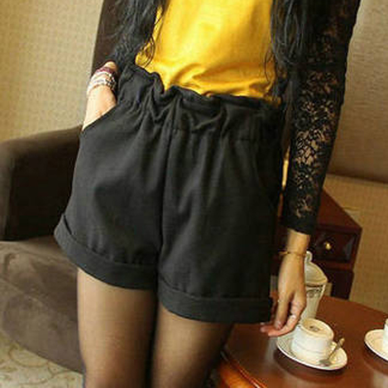 2013秋<em>冬装新款韩版</em>毛呢<em>短裤女</em>花苞阔腿毛呢