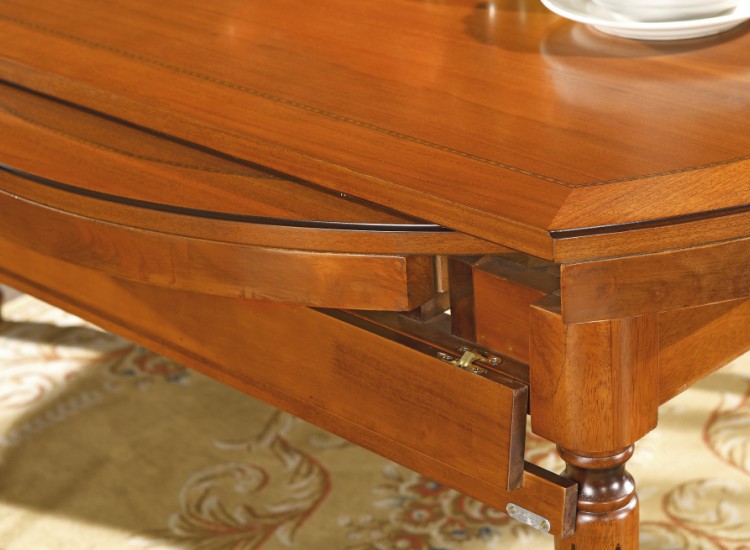 林美家多功能餐桌实木餐桌欧式圆桌伸缩折叠两