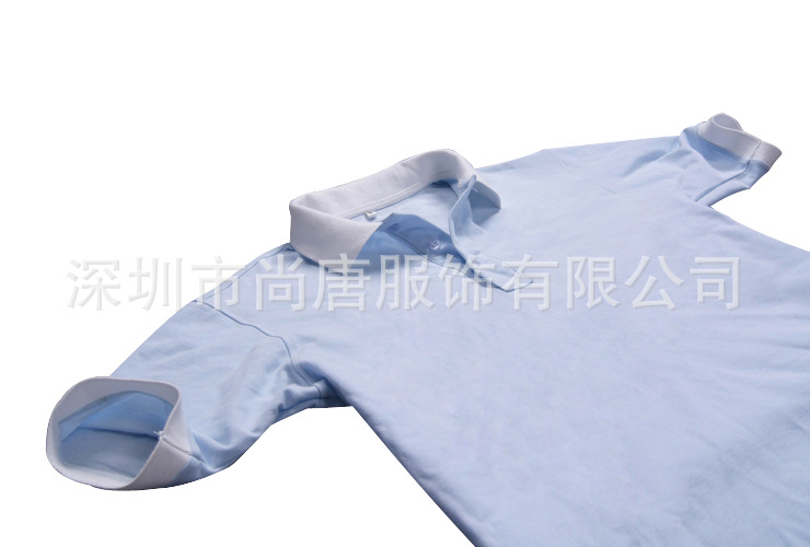 素色POLO系列之全棉蓝双珠配白色领j (4)