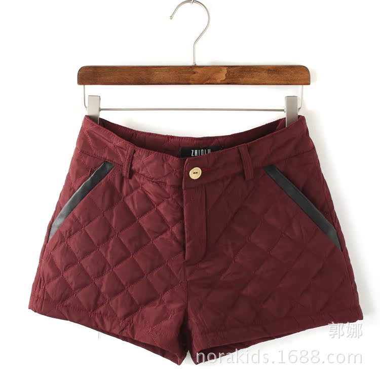 MB340 绗棉拼<em>皮短裤 图片</em>_高清大图 - 阿里巴