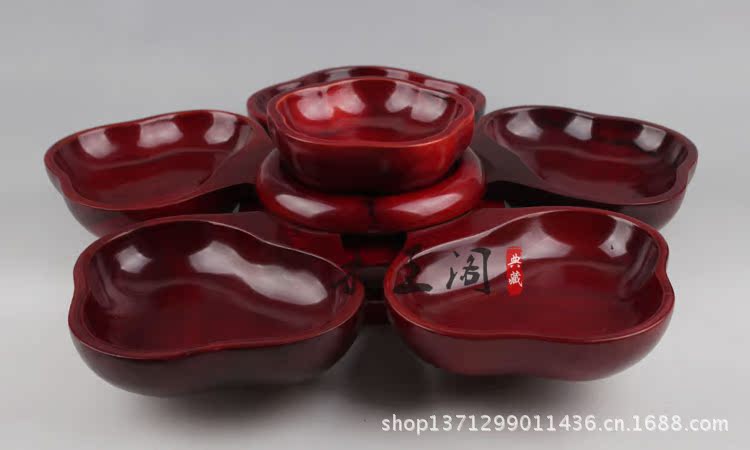 【越南红木水果盘 实用红木糖果盘旋转果盘大