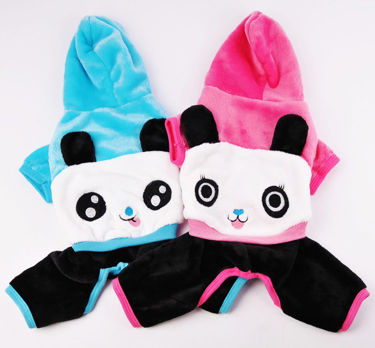 新款热销宠物衣服熊猫情侣四腿绒衣厂家直销宠