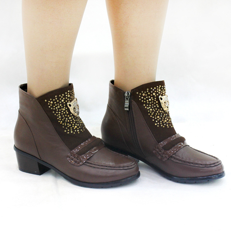 【<em>美邑</em>冬新款棉鞋 低跟小豹子头 时尚装饰<em>女鞋</em>