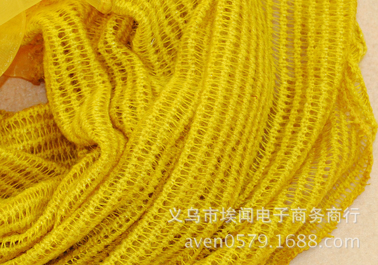 2-黃色 (4)毛線雙層兩用圍巾 圍脖 脖套