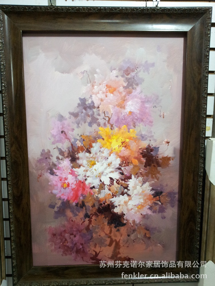 新品实拍纯手绘油画客厅餐厅装饰画现代简约抽象花卉油画