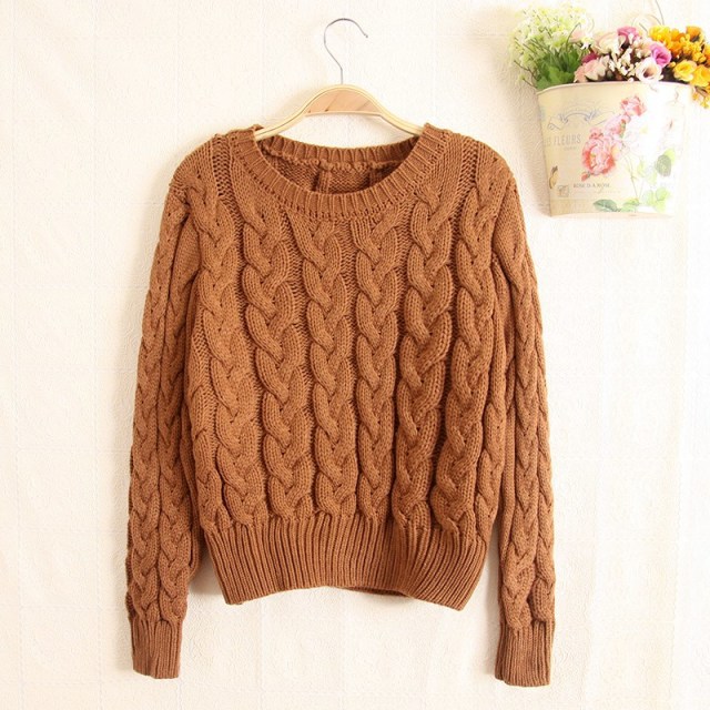 2013秋冬新款 女装<em>毛衣</em> <em>粗针</em>复古<em>麻花毛衣</em> 短款