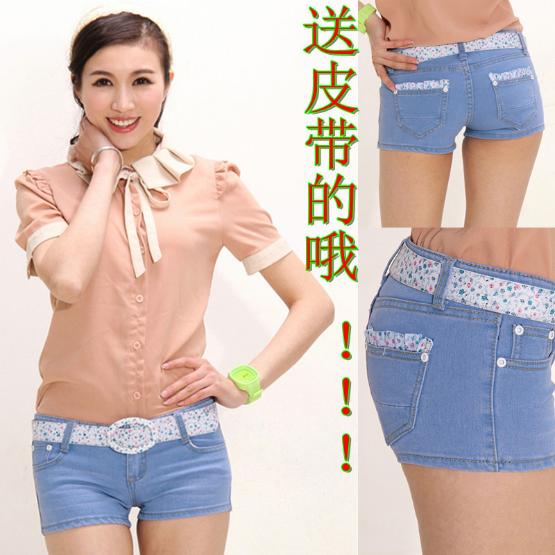 厂家直销浅色韩版紧身<em>牛仔短裤批发</em> 女式牛仔