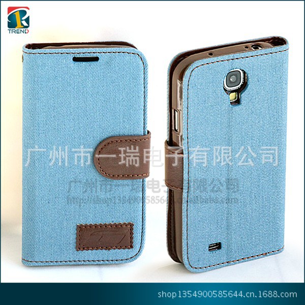 【三星GalaxyS4牛仔布手机套牛仔布左右翻开狼教程法官v教程图片