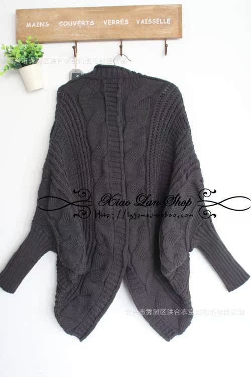 2013新款女装<em>韩版</em>蝙蝠衫加厚<em>披肩</em>针织<em>开衫</em>宽