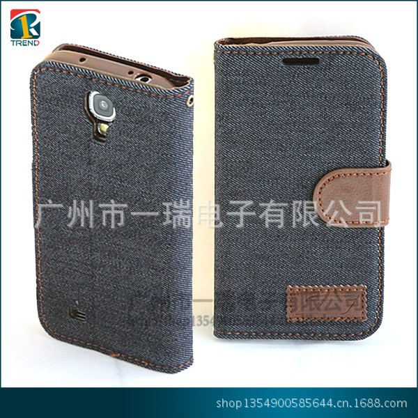 【三星GalaxyS4牛仔布手机套牛仔布左右翻开工具箱使用g图片