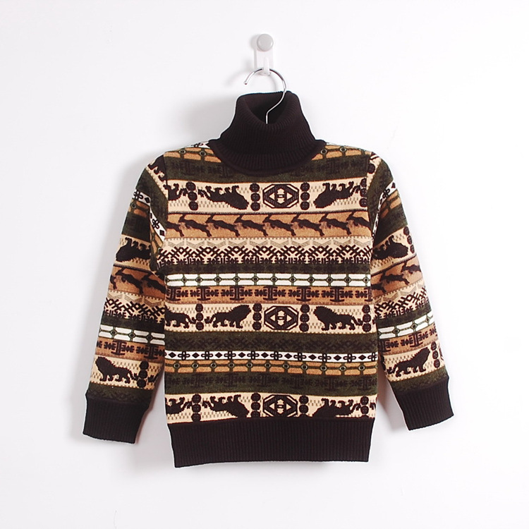 韩版童装 男童麋鹿<em>高领加绒</em>加厚<em>毛衣</em> <em>儿童</em>立领