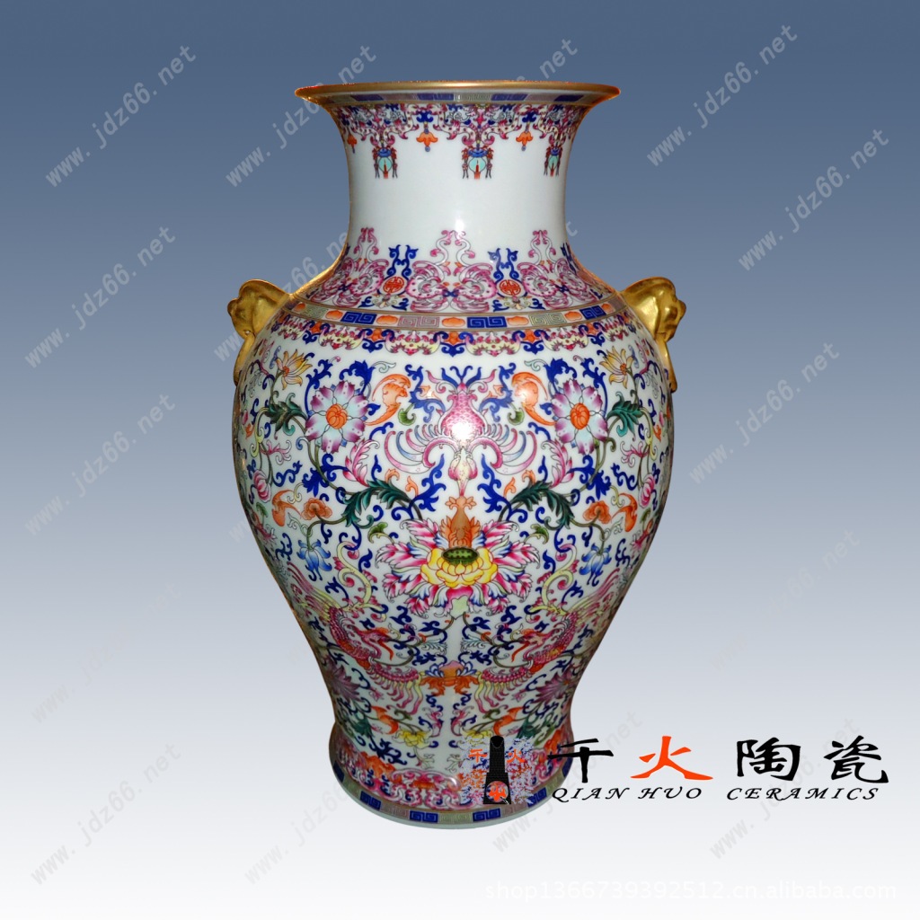 62粉彩缠枝花卉双耳鱼尾瓶FCKQ01500062 40-2