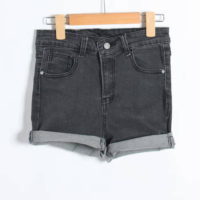 韩国秋冬季韩版弹力显瘦<em>女士卷边</em>牛仔<em>短裤</em>子代