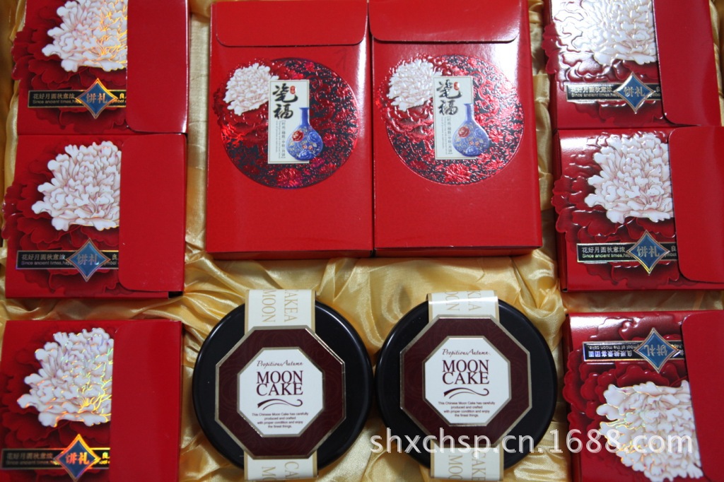 廠家直銷超高性價比禮盒月餅 瓷福月餅 紅盒喜慶裝上海鑫春花月餅