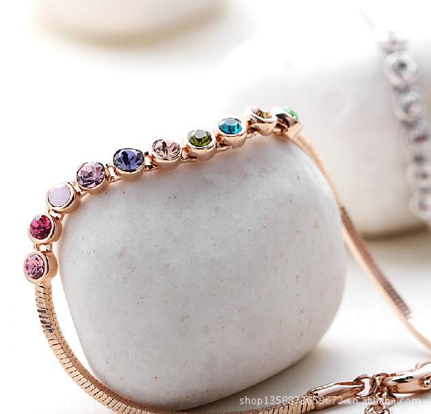 彩虹桥AAA顶级锆石水晶项链女伊泰莲娜红苹