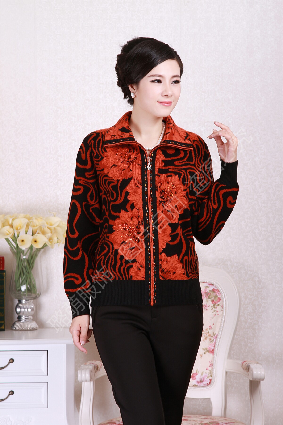 【优质批发 中年妈妈装<em>中老年</em>女装<em>针织衫</em> 女开