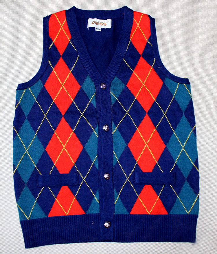 2013年<em>秋冬</em>新款时尚舒适菱形方格<em>男童</em>羊绒马