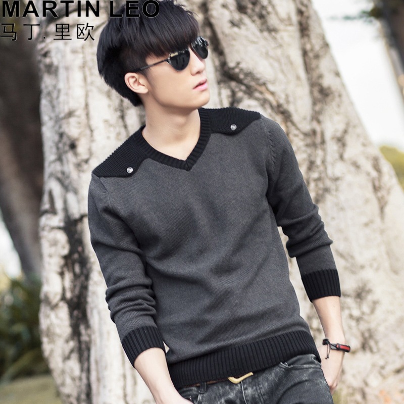 秋冬季男士针织衫<em>v领加厚毛衣</em>男青年 <em>男式</em>线衣