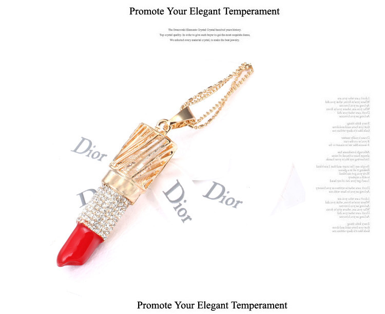 韩版高档水钻饰品 甜蜜口红项链 <em>毛衣</em>链<em>批发 厂</em>