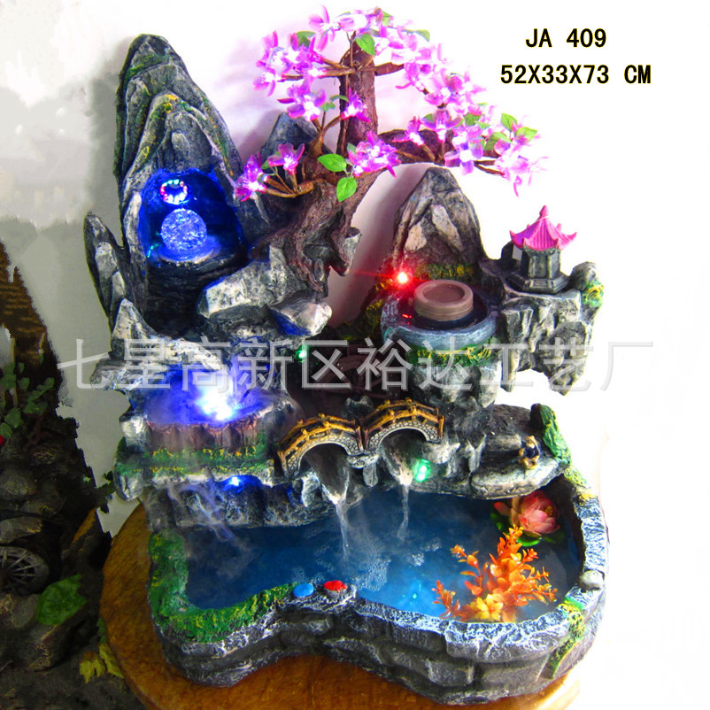 【树脂假山流水喷泉 摆件工艺礼品 室内鱼池盆