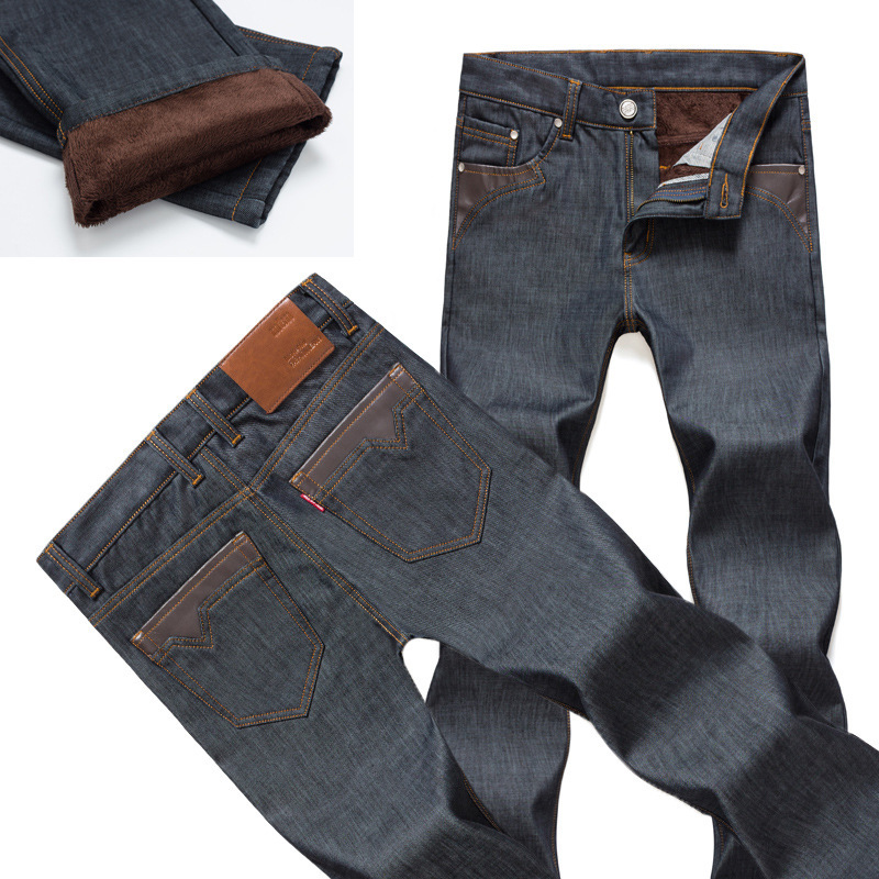 冬季加绒牛仔裤 男牛仔裤品牌 修身牛仔裤男 z