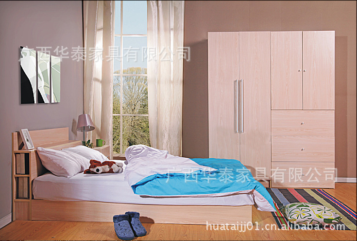 【厂家直销】现代简约双人床 床头储物柜板式