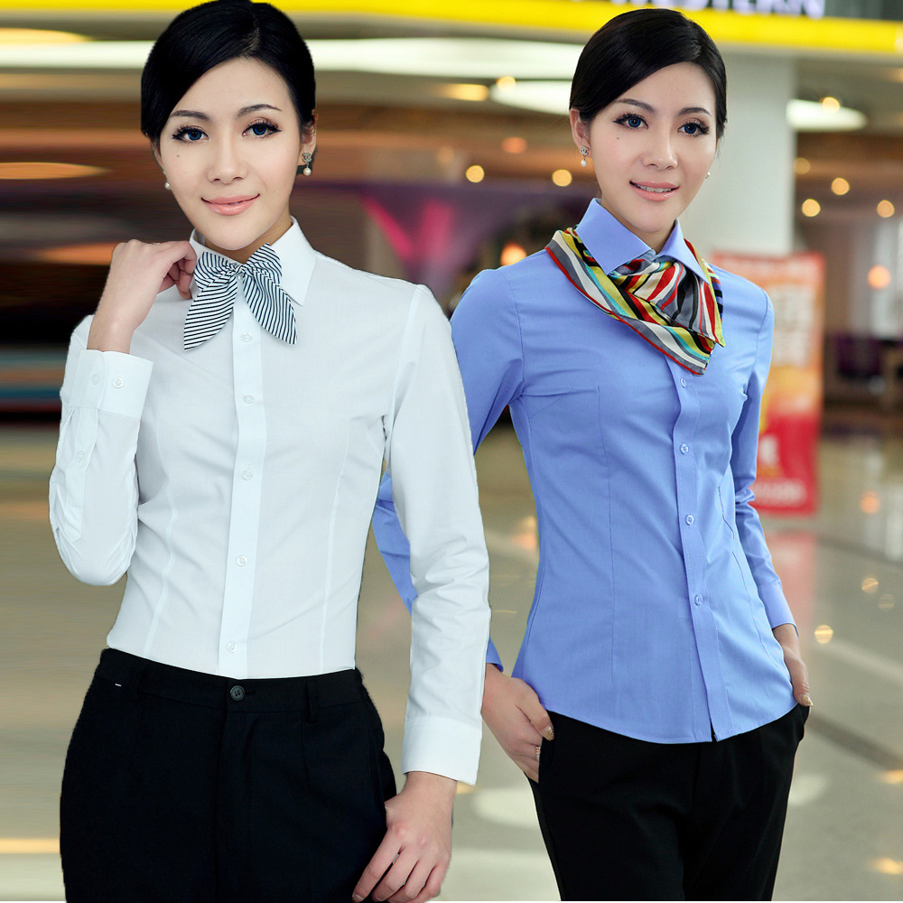 商务<em>衬衫</em>女 长袖<em>职业装女装衬衫</em> OL通勤正装衬