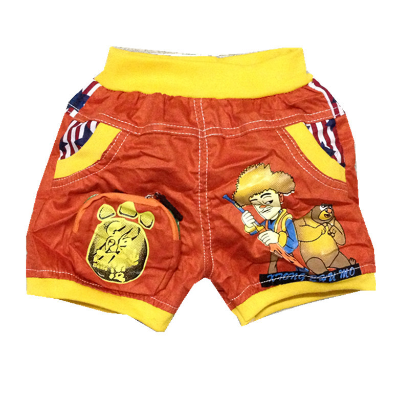 【夏季新款 中小童<em>男童</em>光头强 印花<em>牛仔短裤三</em>