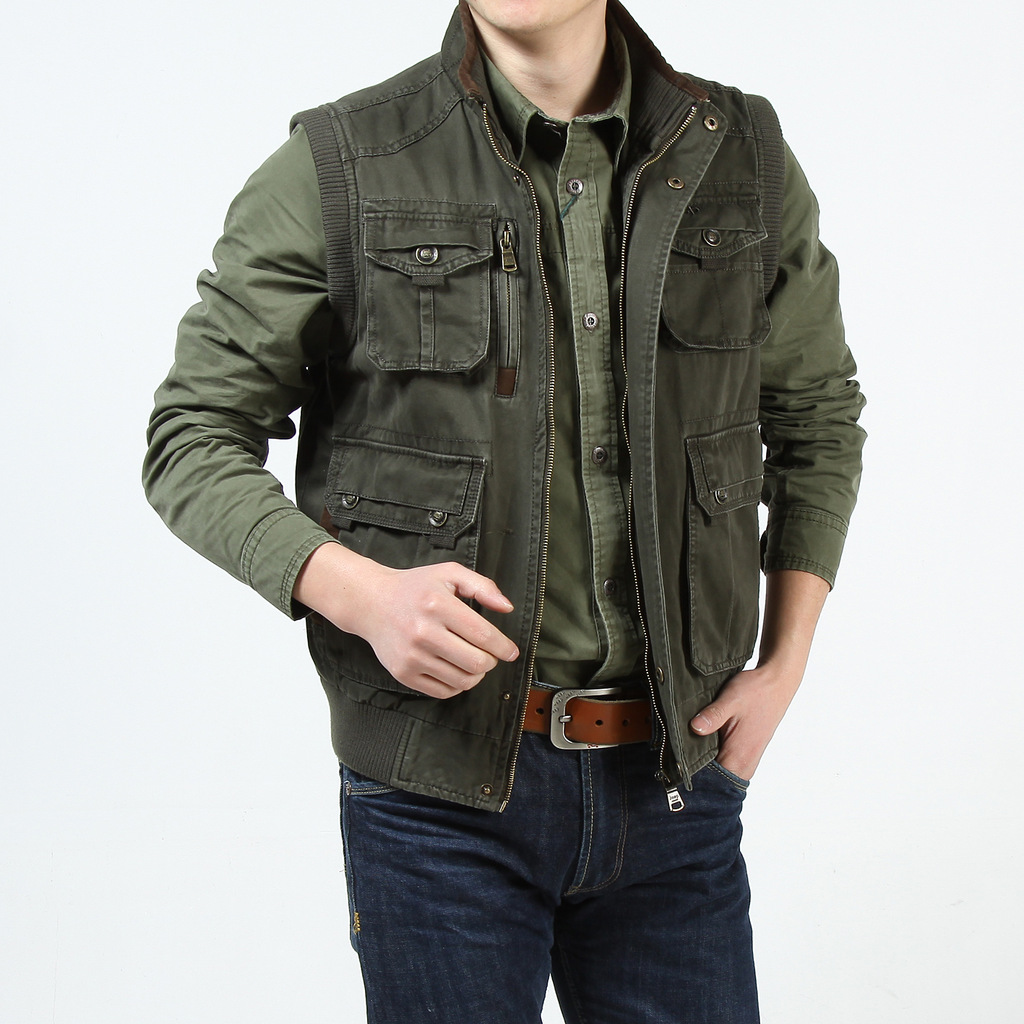 AFS jeep<em>马甲男式</em>纯棉休闲<em>背心</em>摄影钓鱼吉普