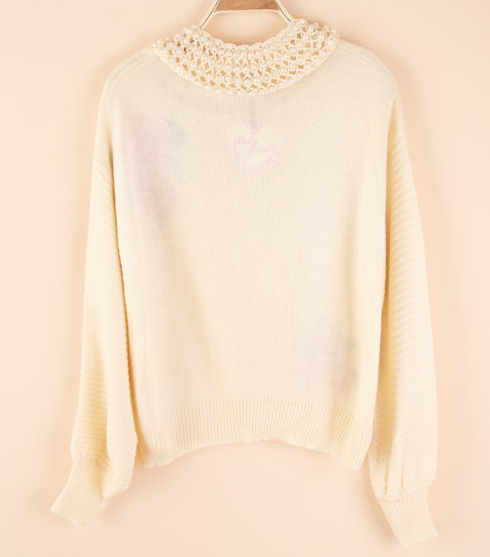 【配假领~玫瑰花朵刺绣蝙蝠型宽松慵懒针织毛